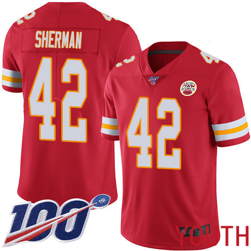 Youth Kansas City Chiefs 42 Sherman Anthony Red Team Color Vapor Untouchable Limited Player 100th Season Nike NFL Jersey